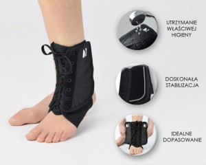 Laced Orthese Of Ankle With Orthopedic Whalebones And The System OF Quick Wear-On